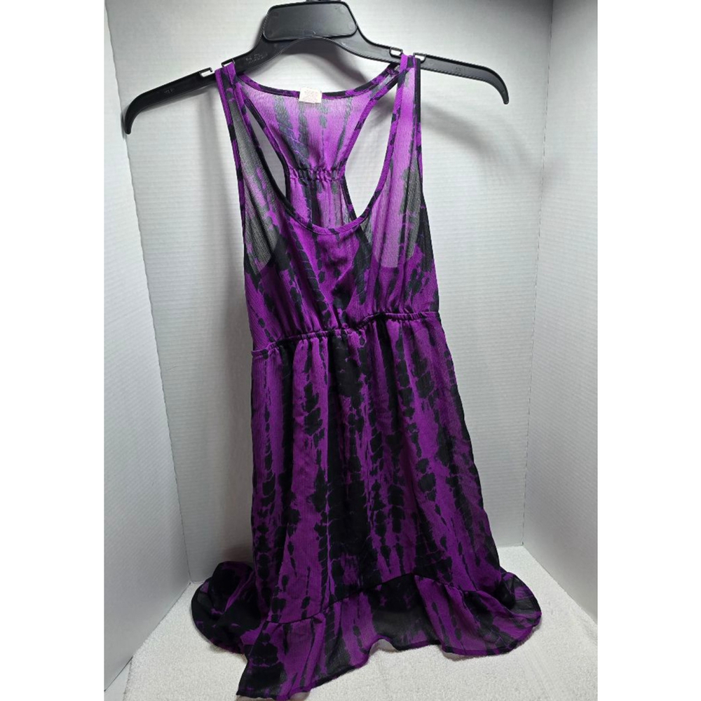 Xhilaration Purple and Black Tie-Dye Mini Dress